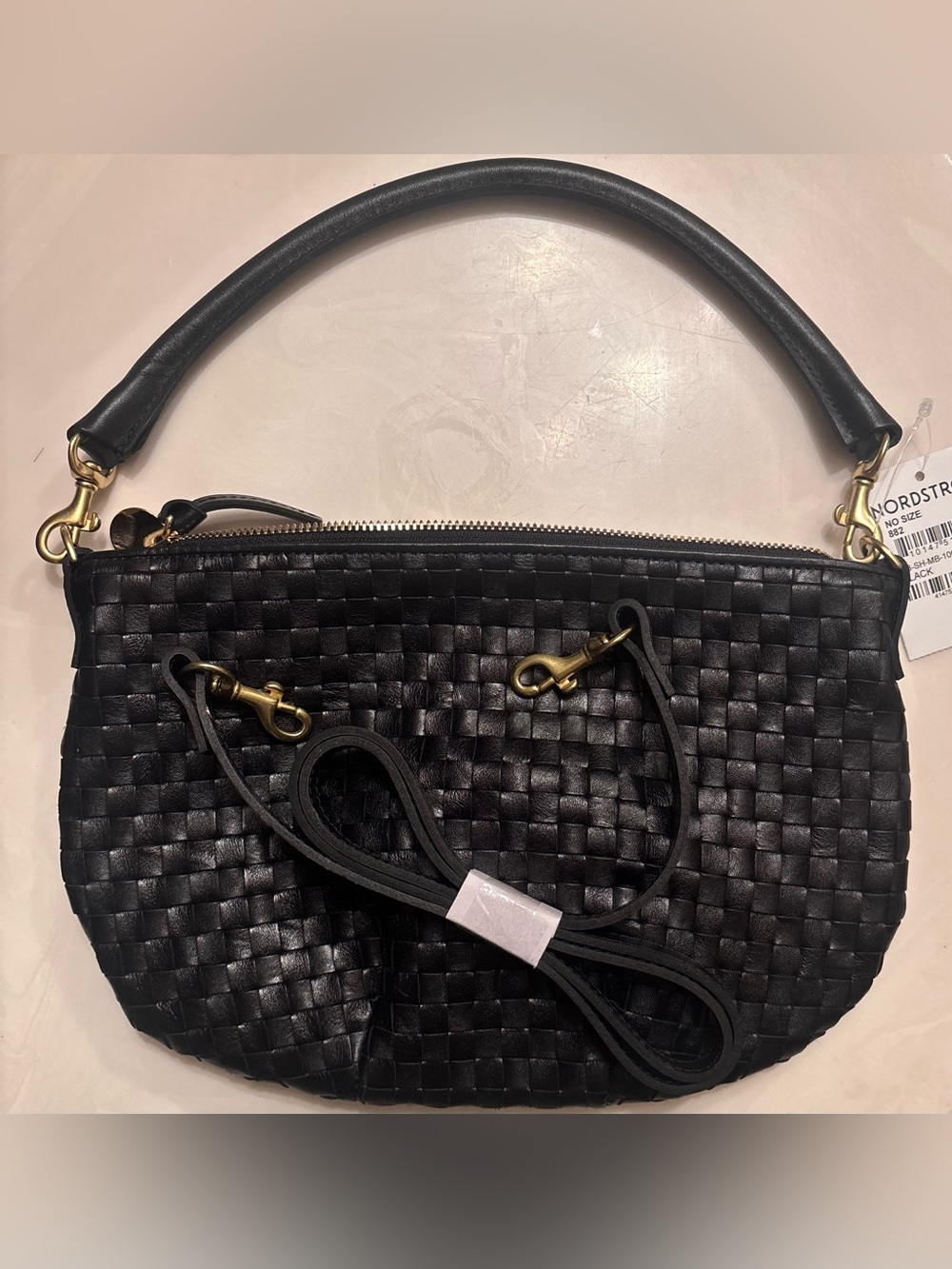 NWT CLARE V. PETIT MOYEN IN BLACK WOVEN CHECKER